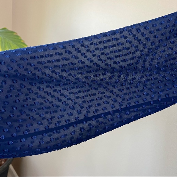 Anthropologie Yumi Kim Valencia Dropped Waist Swiss Dot Dress Navy Womens Sz XL - Picture 9 of 16